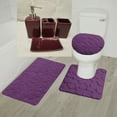 thumbnail image 1 of Complete Bathroom Set 7PC Rock Purple Super Soft Memory Foam 1 Bath Mat, 1 Contour Non Slip , 1 Lid Cover with Matching + Ceramic Accesories Set For Bathroom, 1 of 2