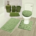 thumbnail image 1 of Complete Bathroom Set For Bathroom 3PC Rug Rock Sage Memory Foam 1 Mat/ 1 Contour Non Slip , 1 Lid Cover with Matching + 4pc Ceramic Accesories, 1 of 2