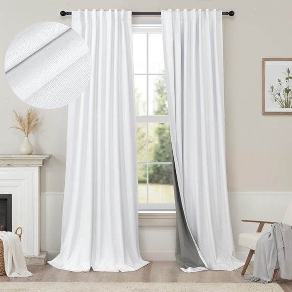 Complete Blackout 90 Inch Curtarustic Closet Extra Wide 2 Panel Set Linenton Textured Large Window Light Heat Blocking Energy Savingulated Vintfarmhouse Drapes Tab 7.5 Ft