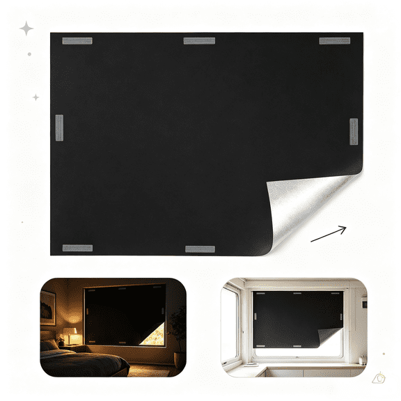 Blackout Window Cover, No-Drill Nano Adhesive Light Blocker, Customizable DIY Cuttable Shades for Indoor & RV Use, 78" x 57"