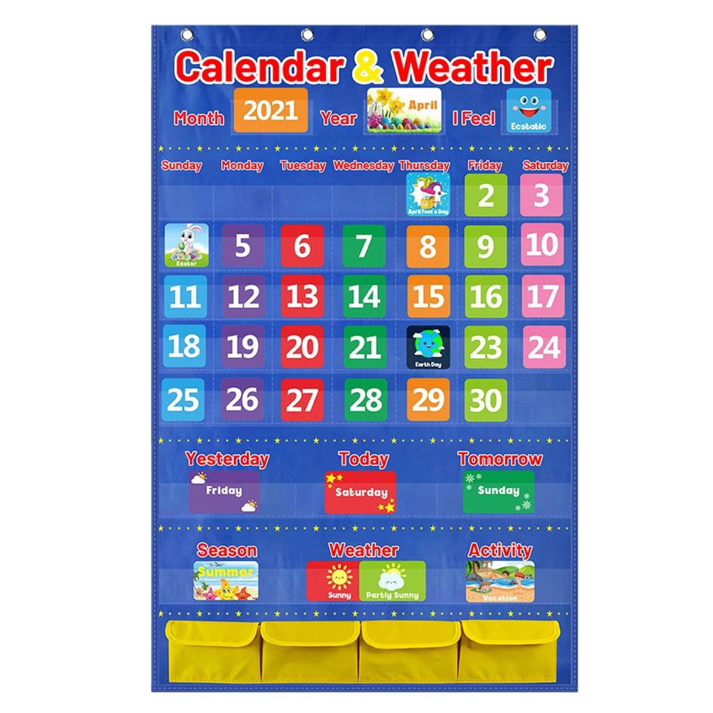 Complete Calendar Weather Pocket Chart Classroom Organized Charts for ...