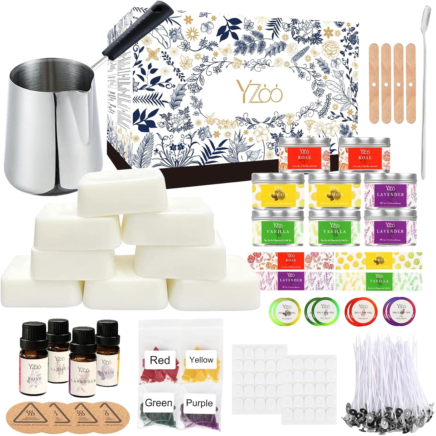 Complete Candle Making Kits for Adults Beginners, DIY Supplies Include Soy Wax,Wax Melter,Scents,Dyes,Wicks,Wicks Sticker,Candle Tins & More-Full Maker Set - Arts Crafts