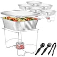 thumbnail image 1 of Complete Chafing Dish Buffet Set (39pc) Disposable Catering Supplies- Includes Serving Utensils, 6hr Fuel cans, 6 Half size Chafing Pans & Wire Racks- Premium Party Food Warmer Trays, 1 of 7