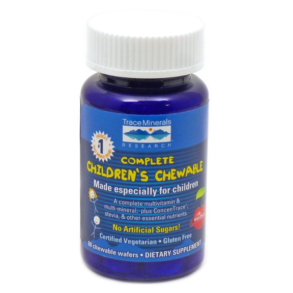 Trace Minerals Complete Children's Multi - Chewable Children's Multivitamin Tablets for Overall Wellness - Includes Ionic Trace Minerals - Gluten-Free & Vegan - Wild Cherry - 60 Count (30 Servings)