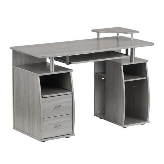 Complete Computer Workstation Desk with Storage, Gray - 33.5 x 47.25 x 21.5 in.