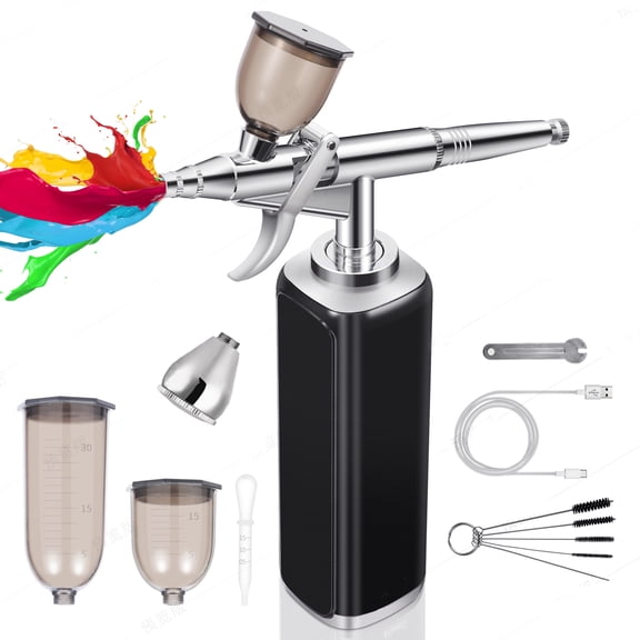 Complete Cordless Airbrush Kit with 4 Multi-Size Cups & Cleaning Tools, High-Capacity Handheld Airbrush Marker Gun, All-in-One Set for Beginners, Cake Decorating, Nails, and Coloring
