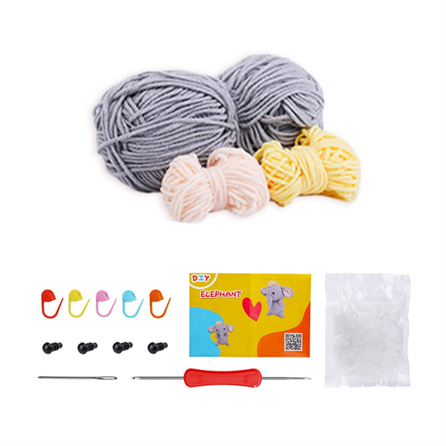 Complete Crochet Kits for Beginners,DIY Animal Elephant Crochet Kit