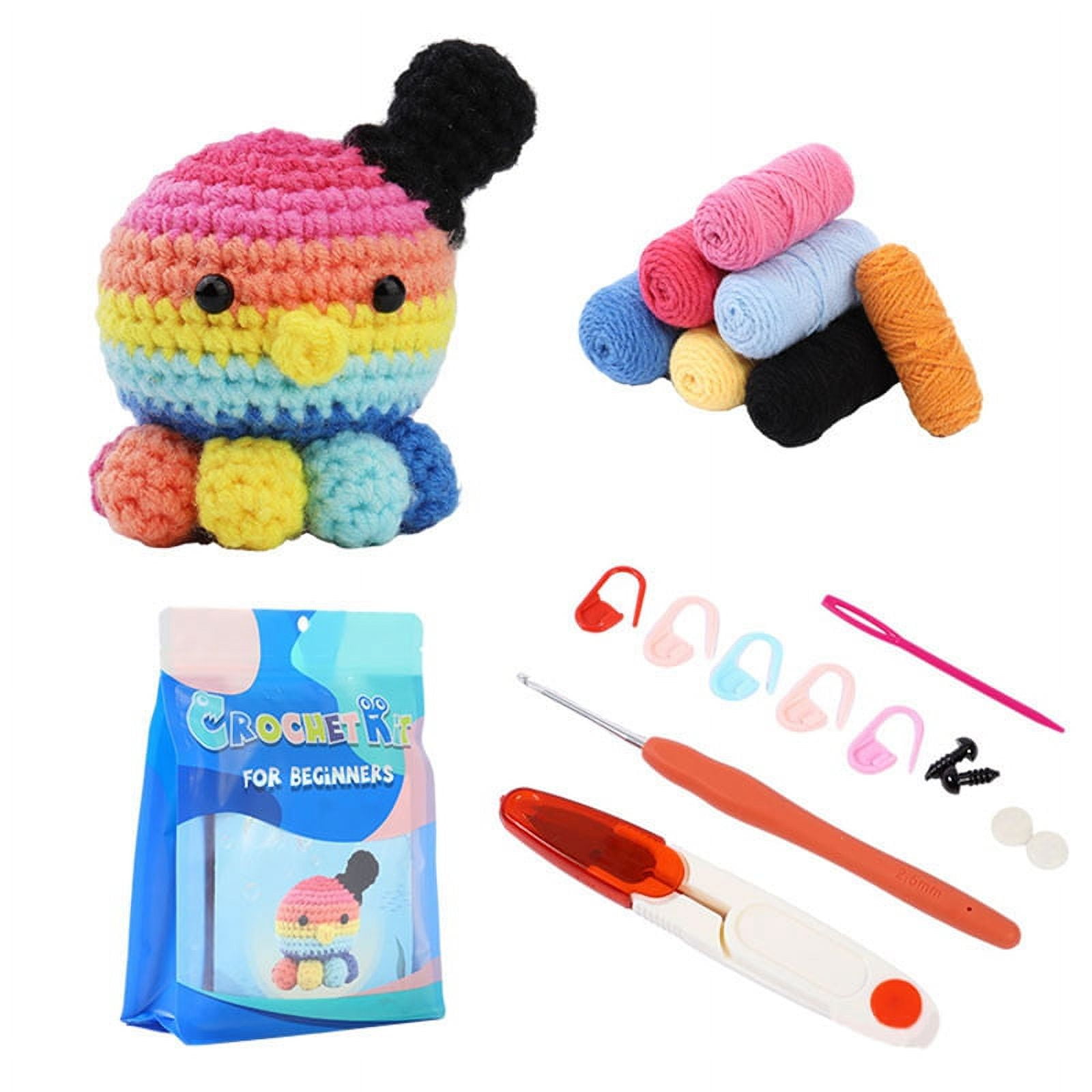 Crochet Kit for Beginners Small Octopus Crochet Knitting Kit Adorable  Animal Crochet Starter Pack with 5 Colors Thread