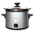 thumbnail image 1 of Complete Cuisine  Gourmet Slow Cooker with Adjustable Temp, Entrees, Sauces, Stews & Dips, Dishwasher Safe Glass Lid & Crock, 1.5 Quart, Stainless Steel, 1 of 2