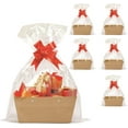 Complete DIY Gift Basket Kit 5 Empty Baskets with Handles, Red Bows