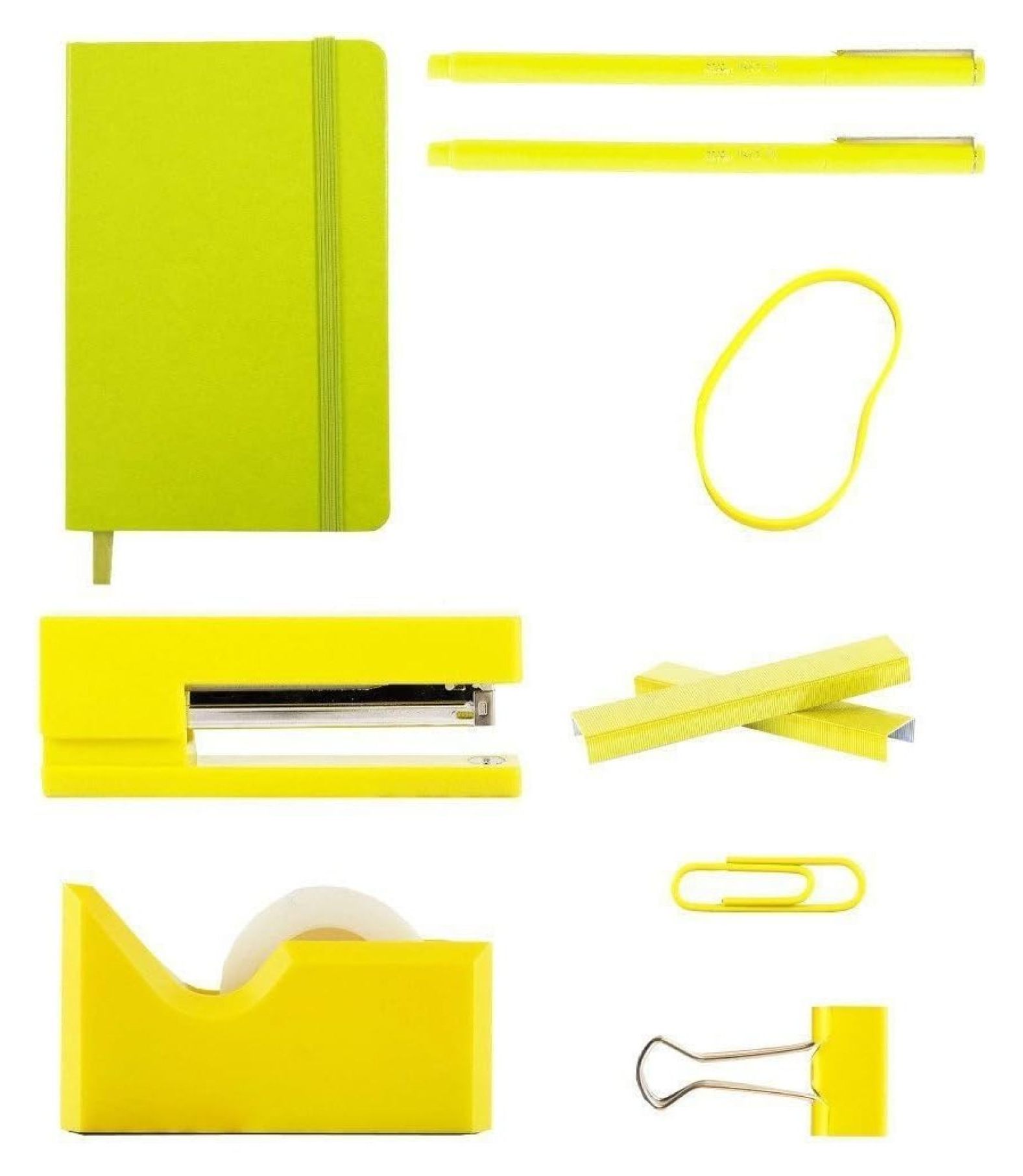 Complete Desk Kit Yellow Stapler, Tape Dispenser, Staples, Journal