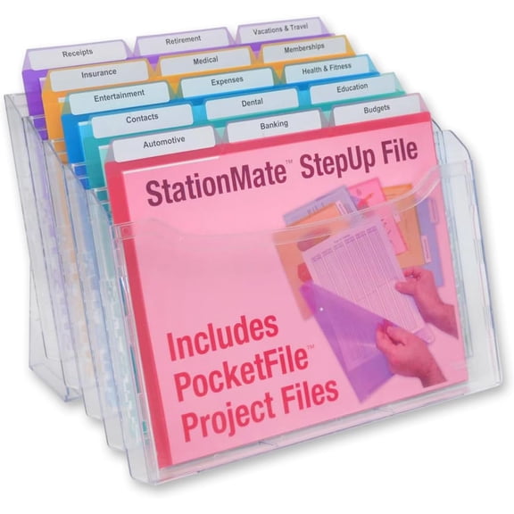 Complete Desktop Organizer with 18 PocketFiles, Incline Project Manager and File Sorter for Home or Office