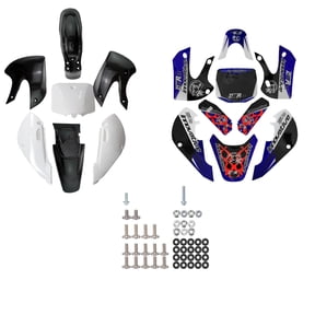 Complete Dirt Bike Fairing and Graphics Kit for KLX110, KX65, DRZ110, RM65 | Plastic Body Panels with Fenders, Tank Covers & Decals & Mounting Bolts