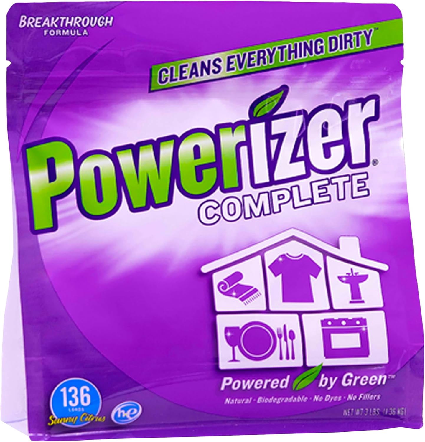 Complete - Dishwasher Detergent Powder With Oxi Stain Remover & Rinse Aid, 3-in-1 Concentrated Formula, 136 Loads (3lb)