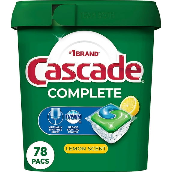 Complete Dishwasher Pods, Dishwasher Detergent, Lemon Scent ActionPacs, Cleaning Supplies, 78 Count