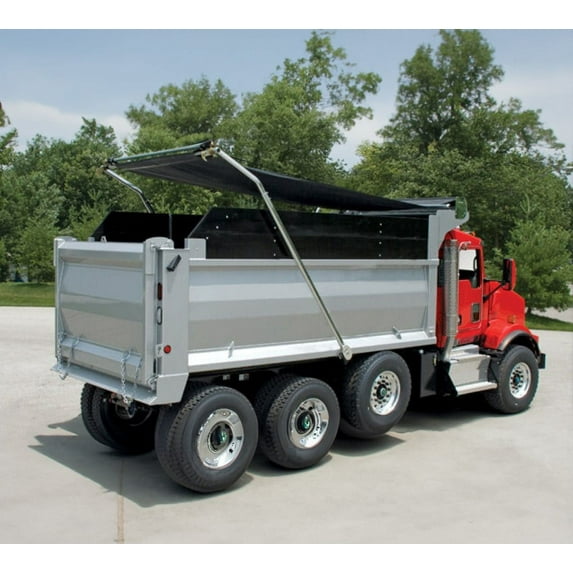Complete Electric Aluminum 4-Spring Dump Truck Tarp System with 7'x14' Mesh Tarp for Dump Truck Beds Upto 24' Long & Under 106" Wide - Complete Dump Truck Tarping System