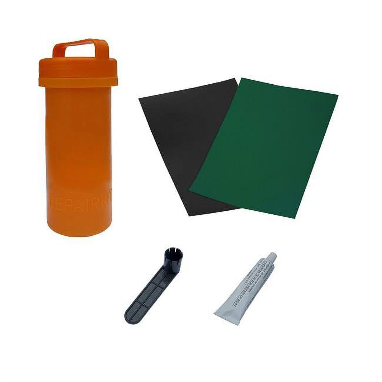 Complete Essentials Inflatable Boat Repair Kit 3 PVC Patches Glue Valve Wrench, Dark Green