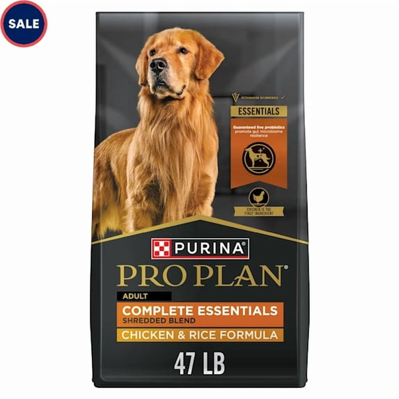 Purina Pro Plan Complete Essentials Shredded Blend Chicken and Rice Dry Dog Food Formula with Probiotics for Dogs 47 lbs.