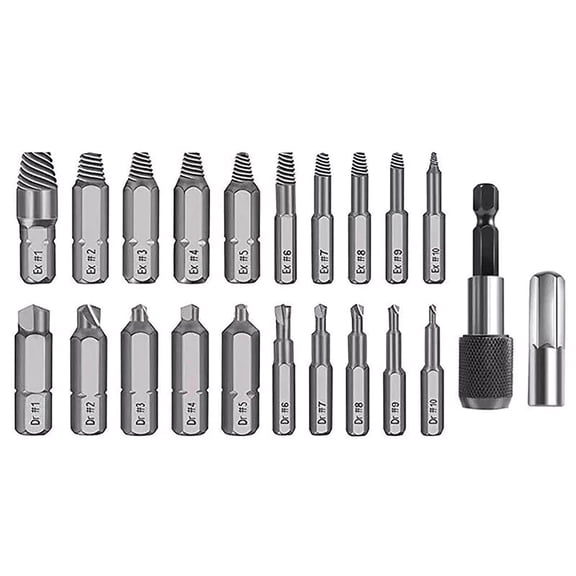 Complete Extraction Tool Set for Damaged Screws Magnetic Support, 10 Drill Bits Included