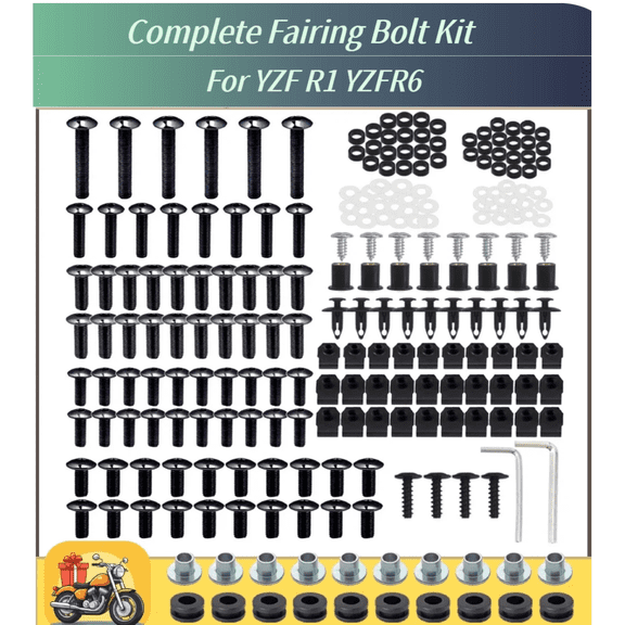 236PCS Complete Fairing Bolt Kit Black Plastic Bodywork Screws for Yamaha Motorcycle YZF R1 YZFR6