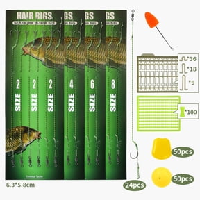Complete Fishing Bait Rigs Kit with Portable Case, Curved Barbed Carp Hooks and User Accessories for Easy Setup (A)