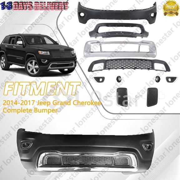Complete Front Bumper Kit W/Fog Lights For 2014-2016 Jeep Grand Cherokee