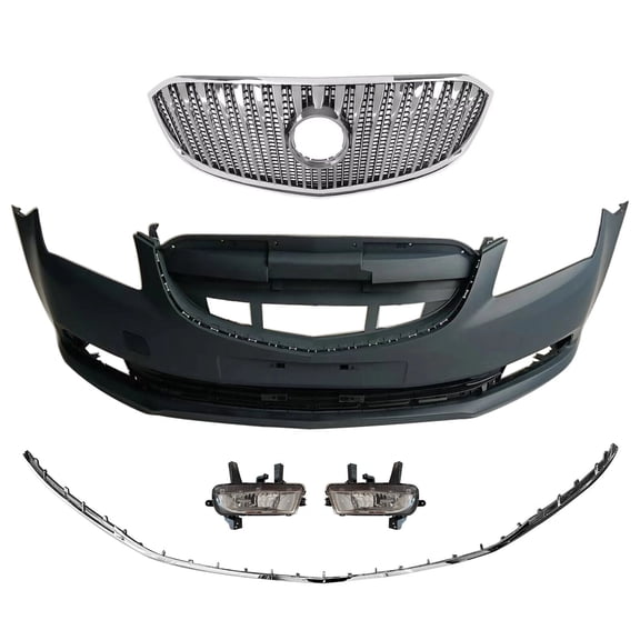 Complete Front Bumper Set Primed Compatible with 2014 2015 2016 Buick LaCrosse