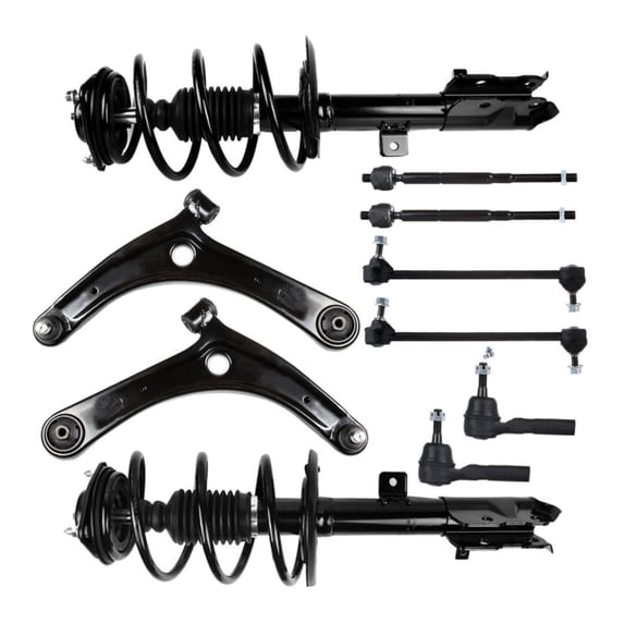 Complete Front Suspension Kit Assembly with Struts, Control Arms, and Tie Rods