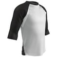 thumbnail image 1 of Complete Game 3/4 Sleeve Baseball Shirt, Adult 2X-Large, White with Black Sleeves, 1 of 2