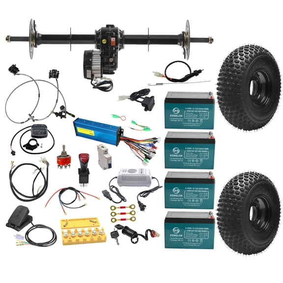 Complete Go Kart Assembly Kit, 40" Rear Axle Kit 48V 1000W Brushless Motor Differential,19x7-8 Wheels Tires for DIY Racing Go Kart Golf Cart ATV Quad Buggy Trike Dolly Cart 4 Wheelers