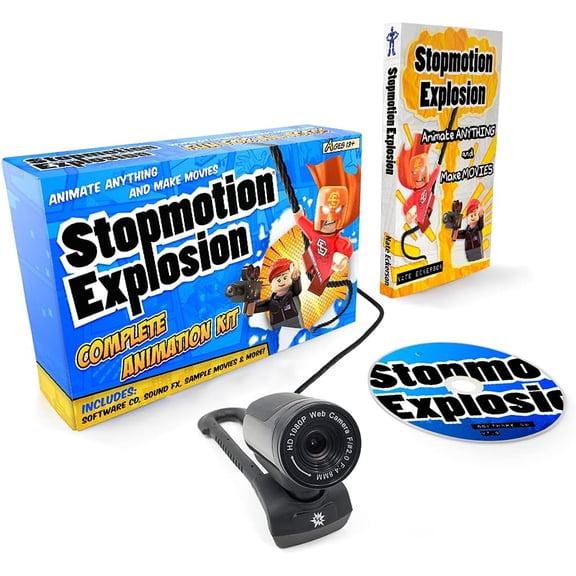 Complete HD Stop Motion Animation Kit | Stop Motion Animation Software with Full HD 1080P Camera, Animation Software & Book (Windows & OS X)