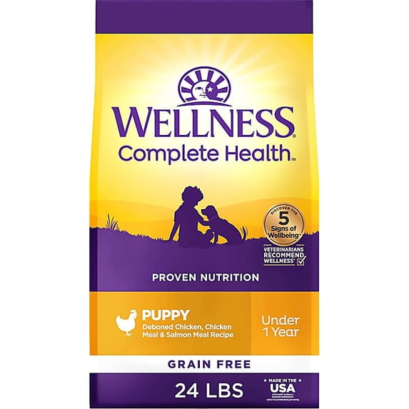 Wellness Complete Health Natural Grain Free, Chicken & Salmon Recipe Puppy Dry Dog Food 26 lbs