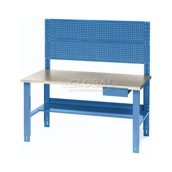 Complete Industrial Workbench, Plastic Laminate Square Edge, 60"W x 30"D, Blue