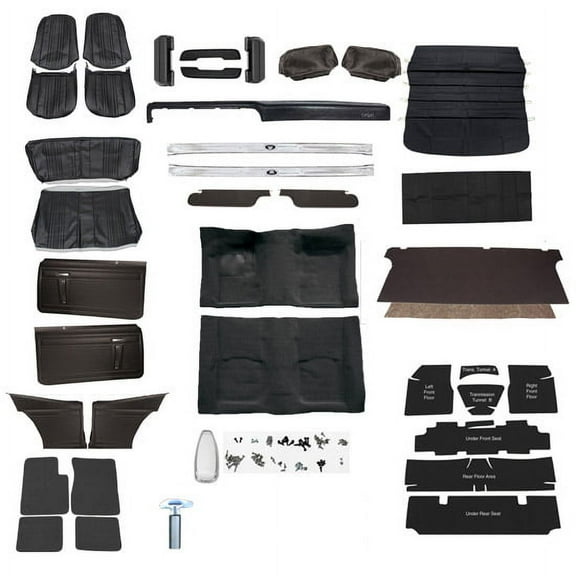 Complete Interior Kit for 1971 Nova without AC, Bucket Seats, Black