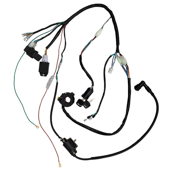 Complete Kick Start Engine Wiring Harness Loom with Light Wires Kill Switch Coil CDI Wire Loom for 50cc -140cc Dirt Pit Bike PIT PRO Trail ATV UTV Go Kart Moped Quad SSR YX CT70 Taotao Razor