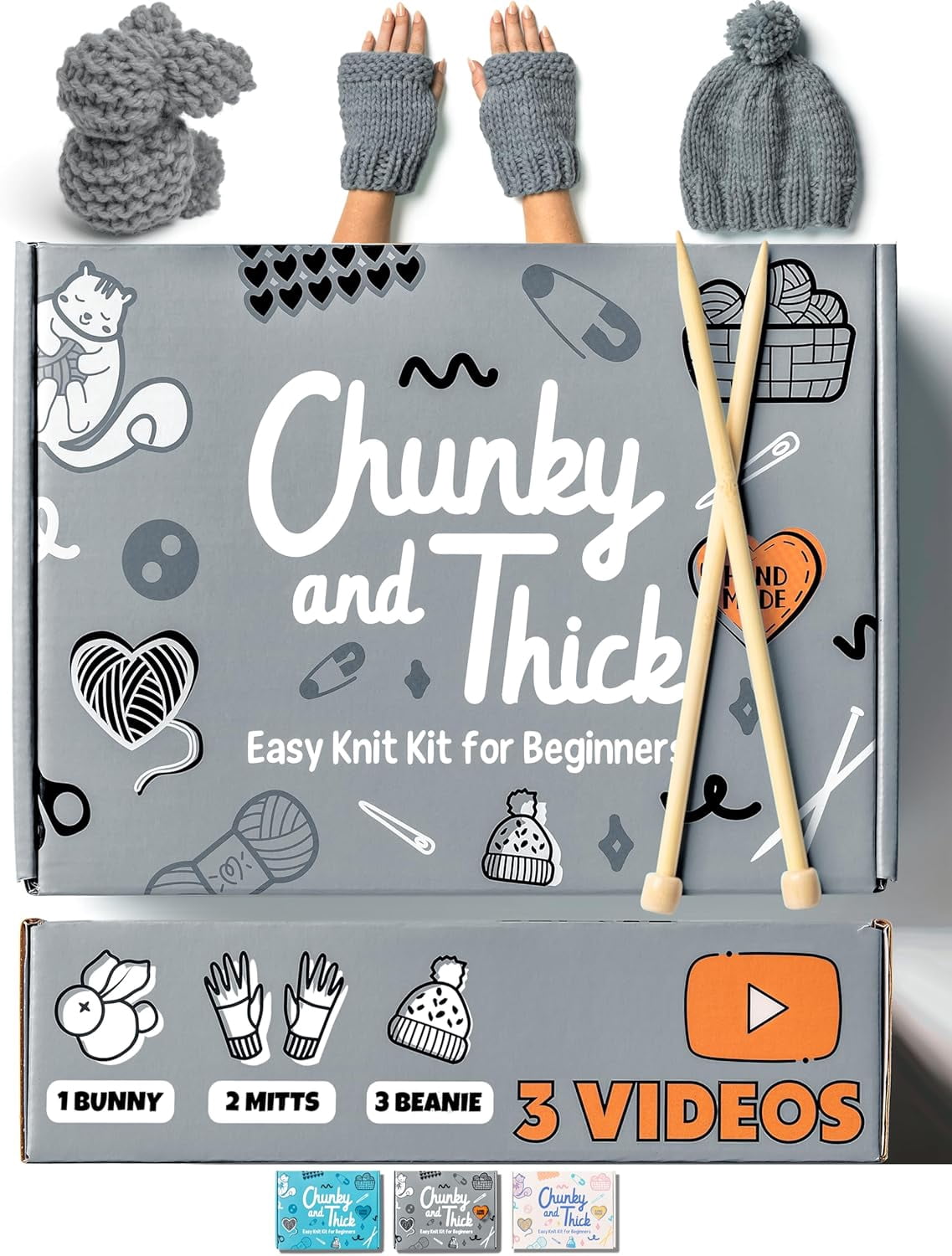 Complete Knitting Kit for Beginners - Includes Thick Yarn, Bamboo Needles, Video Tutorials & Guide to Learn How to Knit