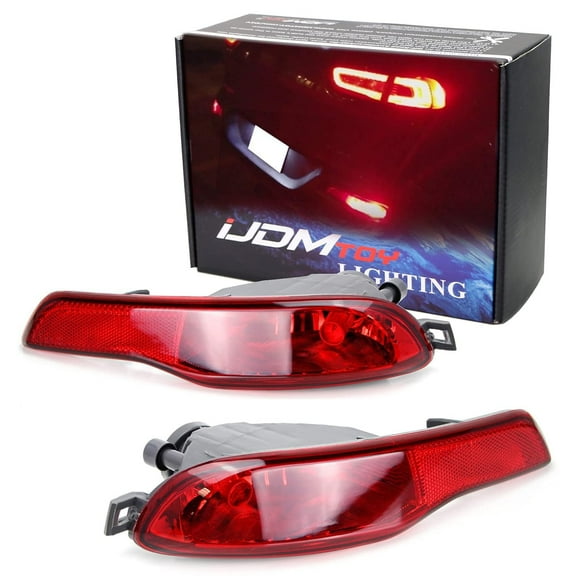 Complete LED Rear Fog Light Kit For Jeep 2014-18 Cherokee (KL), Includes High Power Red LED Bulbs, Red Lens Rear Foglamp Assy & Wiring Harness