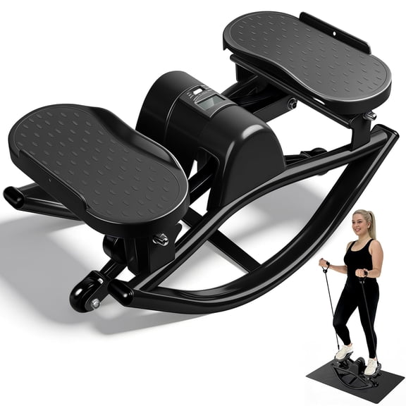 Complete Low Impact Side Stepper Set: Exercise Machine with Resistance Bands & Non-Slip Mat