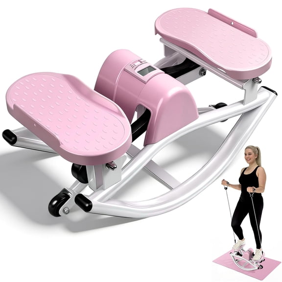 Complete Low Impact Side Stepper Set: Exercise Machine with Resistance Bands & Non-Slip Mat