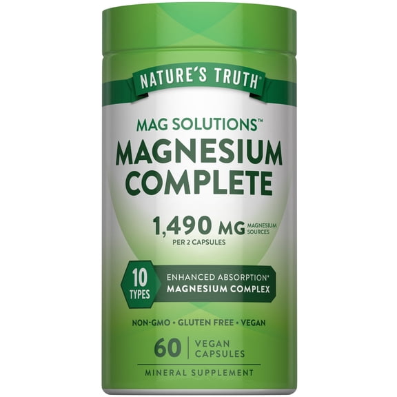 Complete Magnesium Complex | 60 Capsules | With Magnesium Glycinate, Oxide, Gluconate | Vegan, Non-GMO & Gluten Free | by Nature's Truth