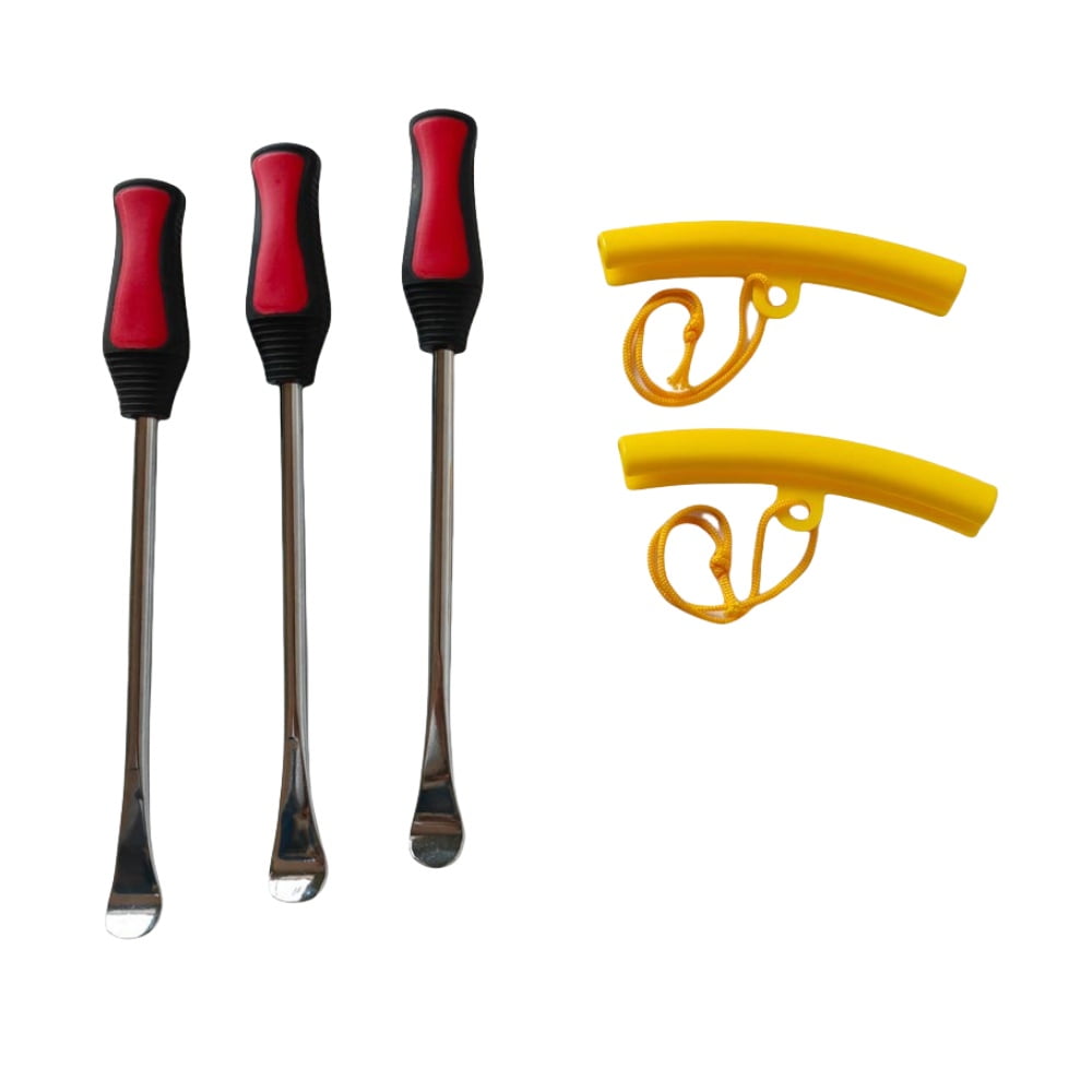 Complete Motorcycle Tire Changer Kit, Steel Tire Spoons, Valve Tool, And Rim Protector For Motorcycle, Dirt Bike, Lawn Mower Tires, Extended Lever For Stronger Leverage