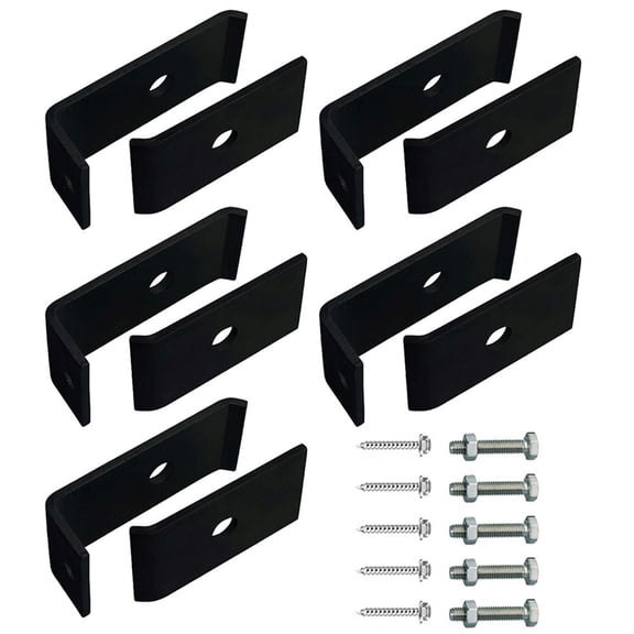 Complete Mounting Set For Grid Mats With Brackets, Screws And Fixing Rods, Black Steel Construction For Concrete