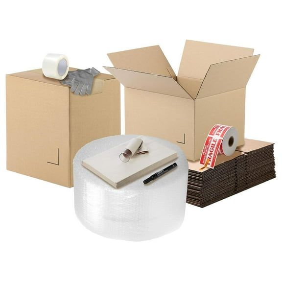 Complete Moving Kit–1 Bedroom | 18 Pack of Boxes, (9pcs - 14”x14”x10”) - (9pcs – 18”x18”x12”) + All Supplies Needed for a Smooth Move!