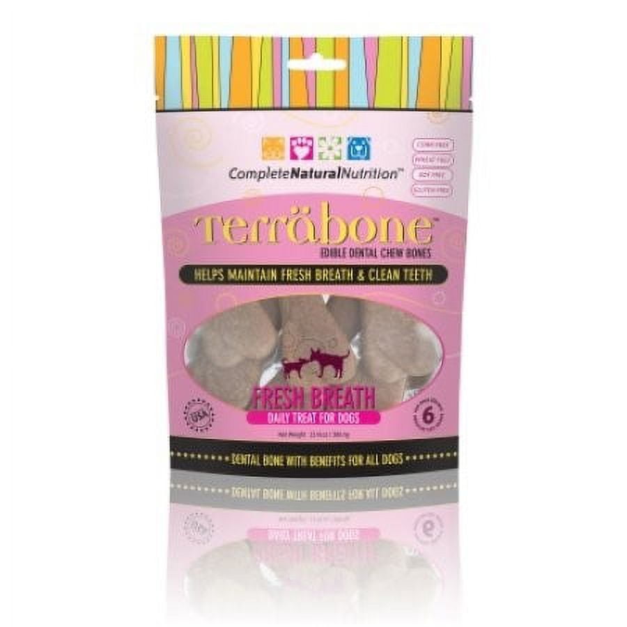 Complete Natural Nutrition Terrabone Fresh Breath Dental Chew Dog Treats 6 Ct
