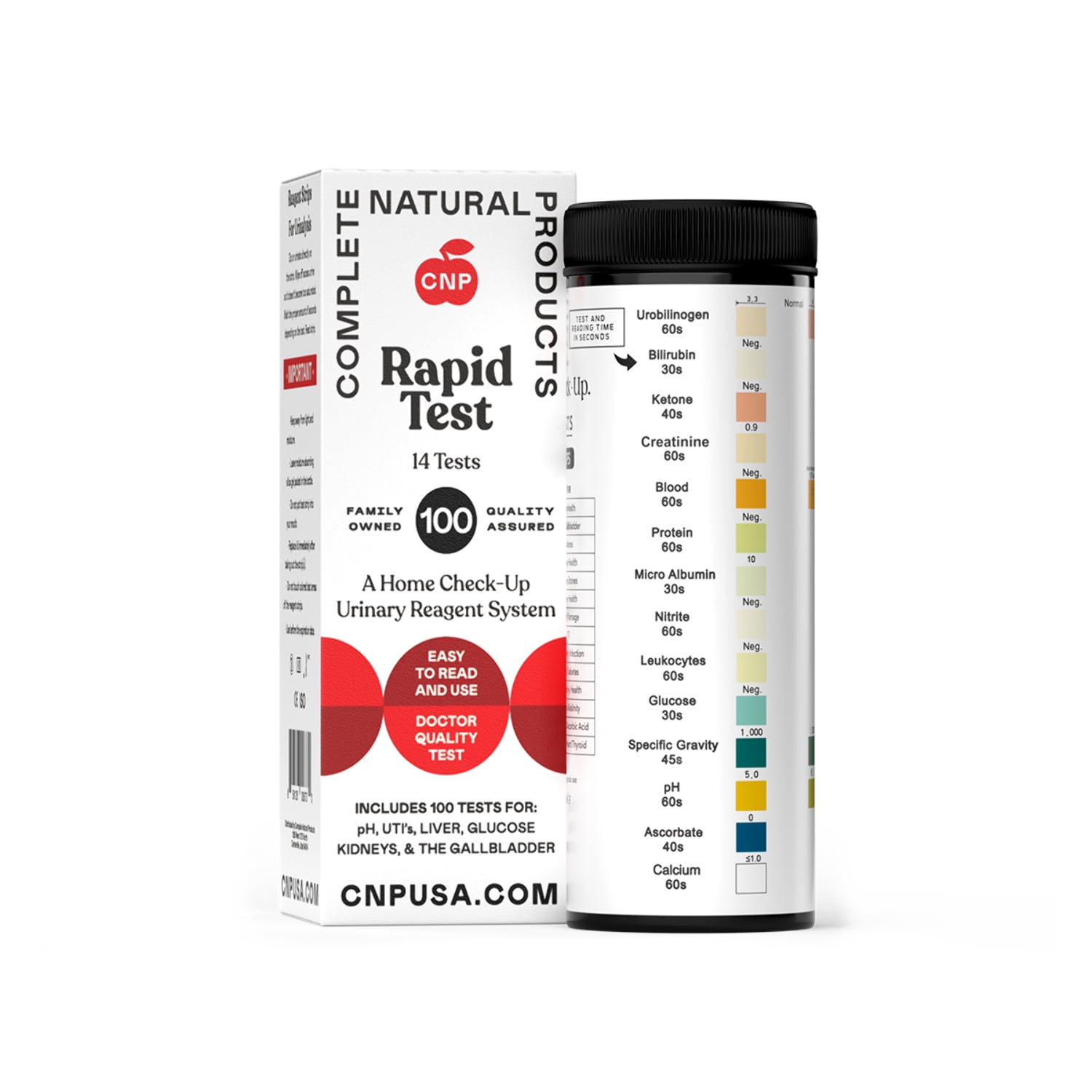 Complete Natural Products 14 Parameter Urinalysis Test Strips 100 Count, Urinary Tract Infection Strips (UTI) Urine Test, Kidney, Gallbladder, pH Test