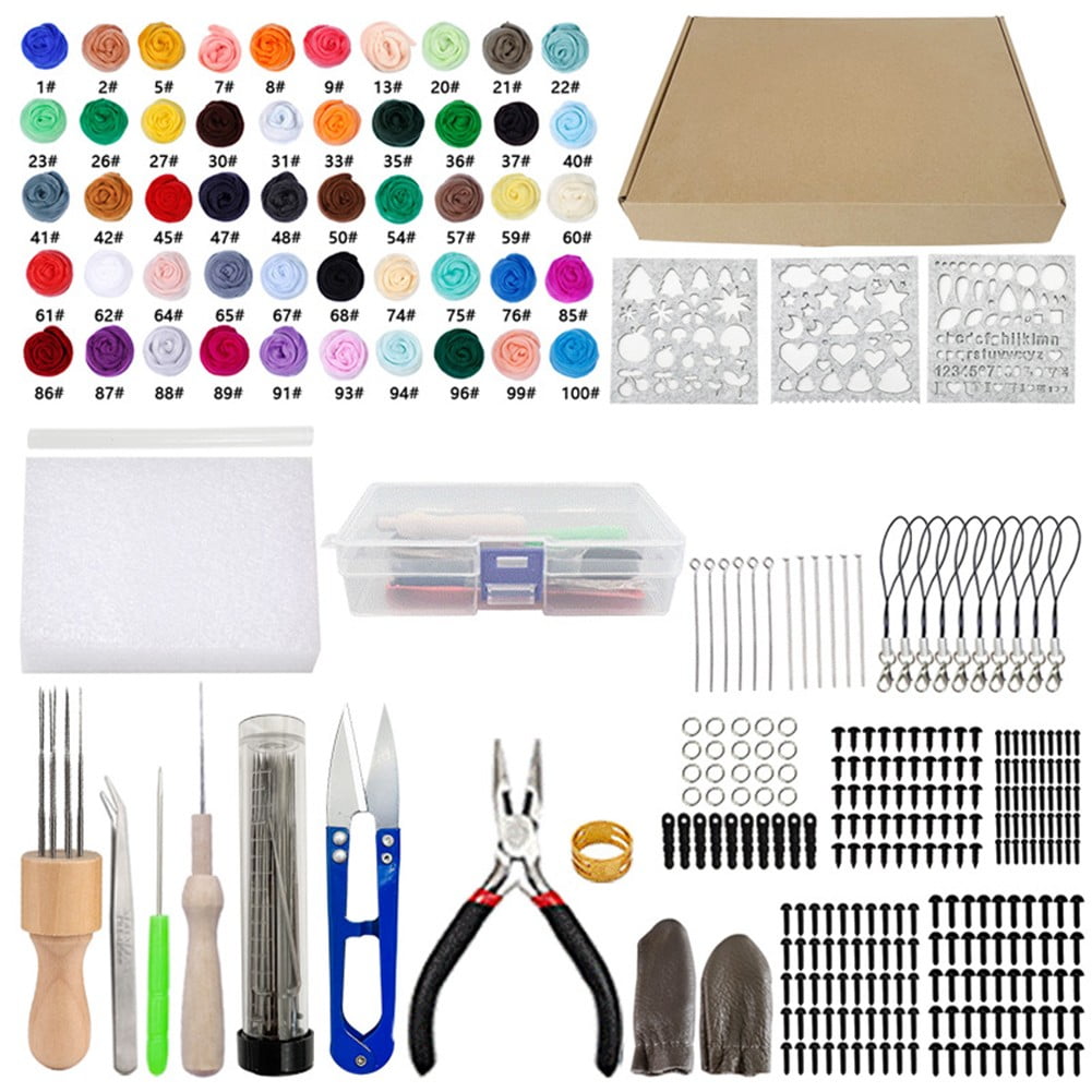Complete Needle Felting Kit Handmade Wool Felt Material and Essential Tools