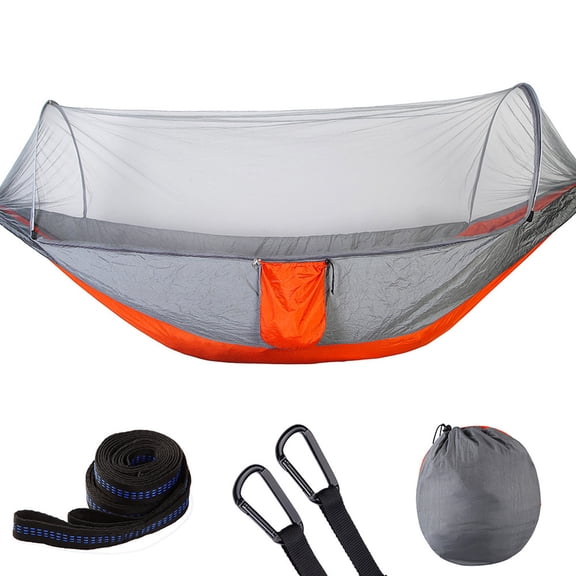Complete Package Double Camping Hammock, Lightweight High-Strength Nylon 2-Person Outdoor Shelter with Automatic Speed Open, Ideal for Travel and Adventure