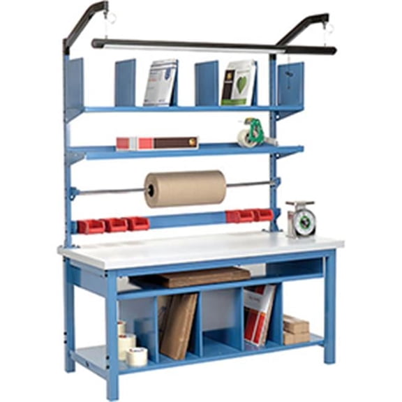 Complete Packaging Workbench Plastic Square Edge - 72 x 30 in. - Blue