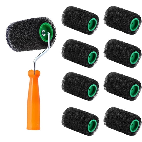 Complete Painting Set With 9 Drywalls Texture Rollers and Roller Frame for Wall Surfaces Finishes Daily Use