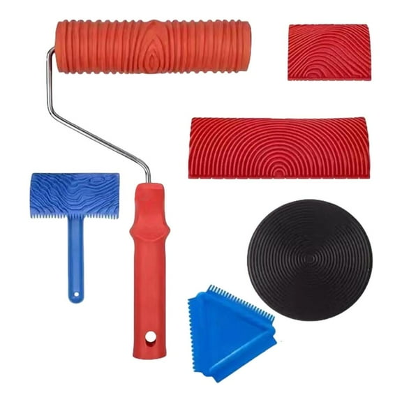 Complete Painting Set With Drywall Texture Rollers and Roller Frame Convenient for Wall Surfaces Finishes Daily Use